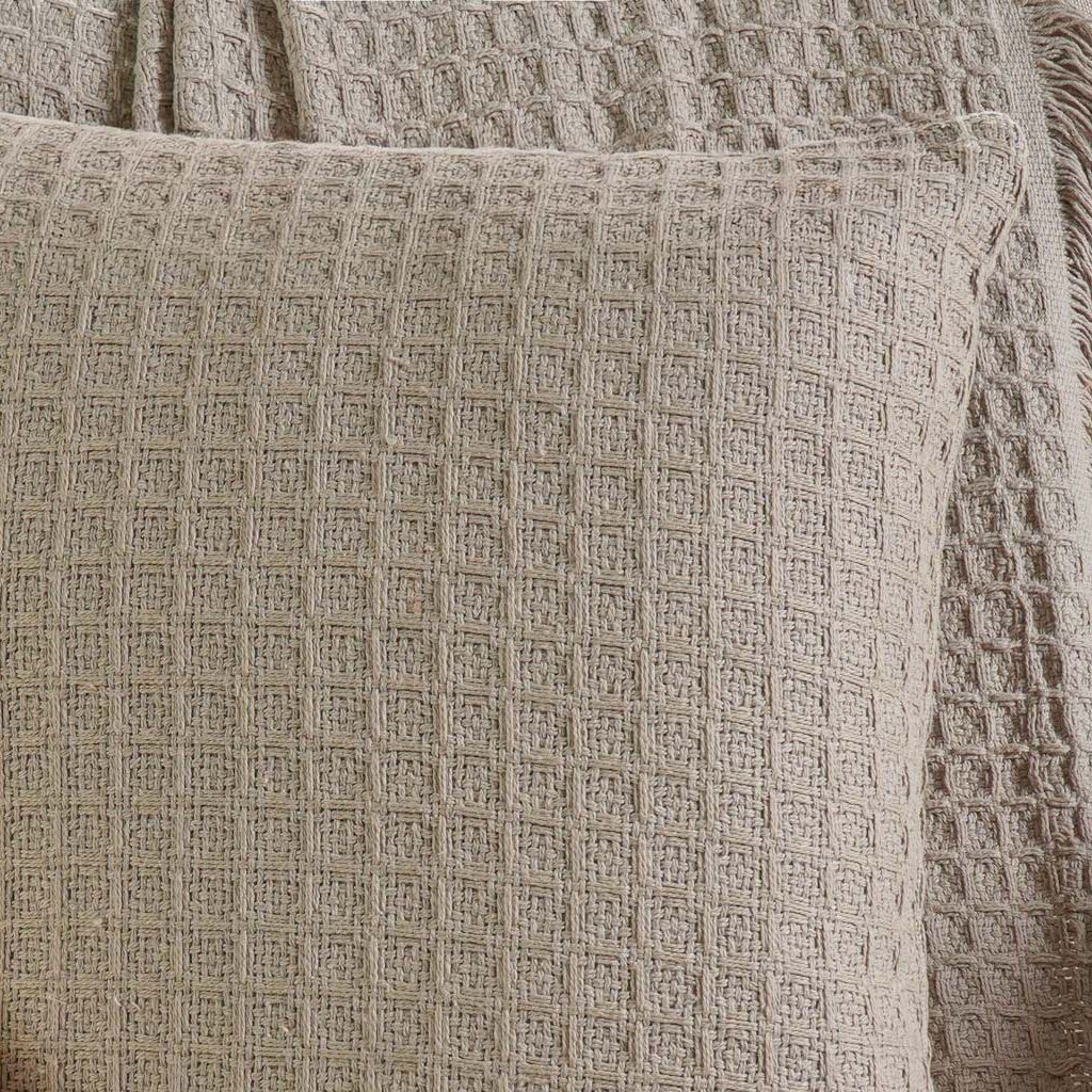 Capa de Almofada Decorativa Waffle 100% Algodão 45x45cm Cashmere