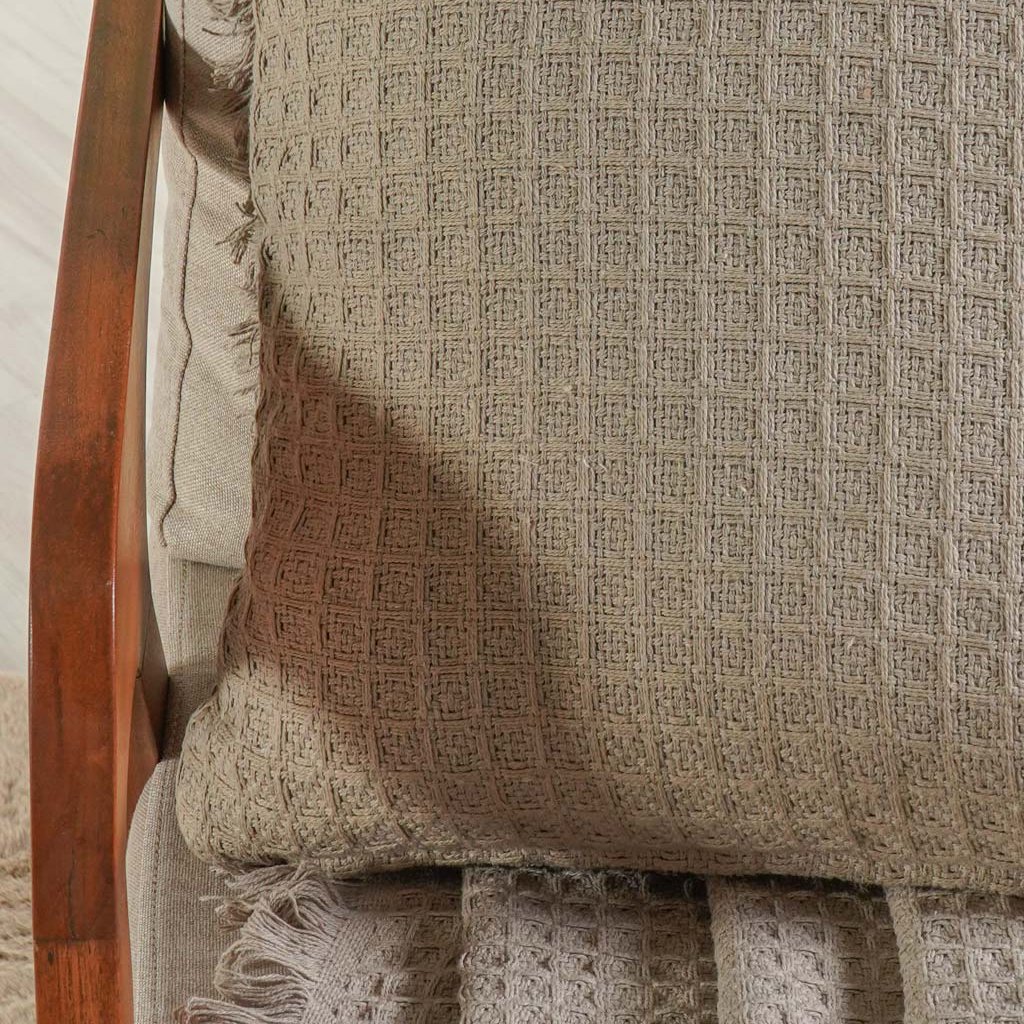 Capa de Almofada Decorativa Waffle 100% Algodão 45x45cm Cashmere