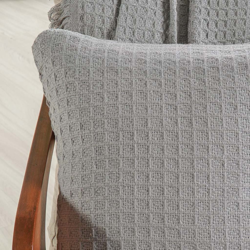 Capa de Almofada Decorativa Waffle 100% Algodão 45x45cm Platina