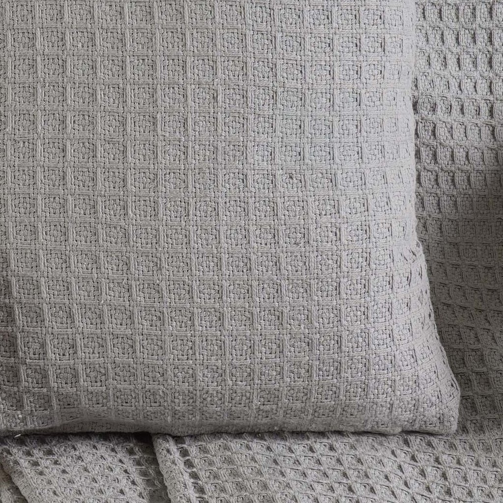 Capa de Almofada Decorativa Waffle 100% Algodão 45x45cm Platina