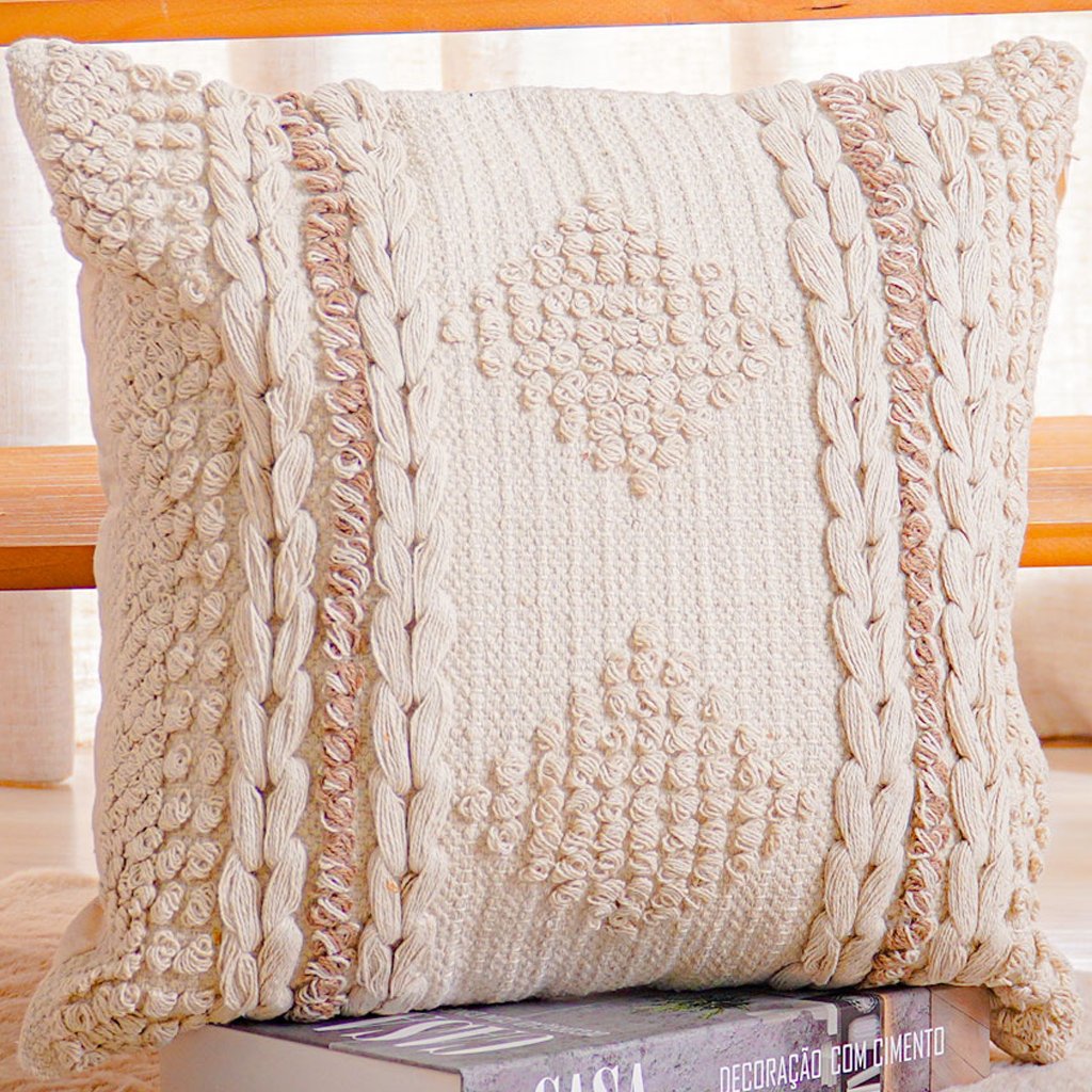 Capa de Almofada Native New Decorativa Macramê 45x45cm Sofala