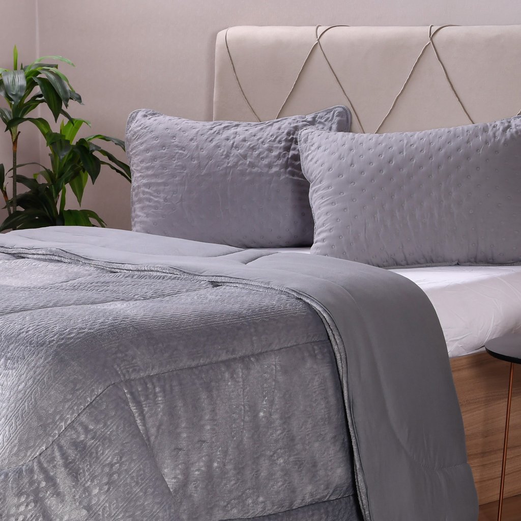 Coberdrom Duetto Plush Casal Malha 100% Algodão 200x220cm Zinco