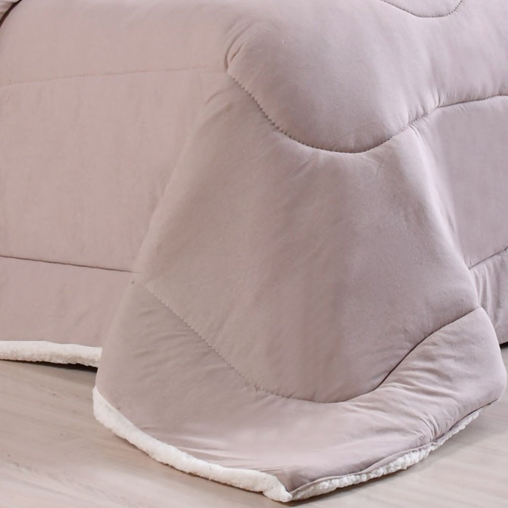 Coberdrom Duetto Queen Malha 100% Algodão Sherpa 220x240cm Castanha
