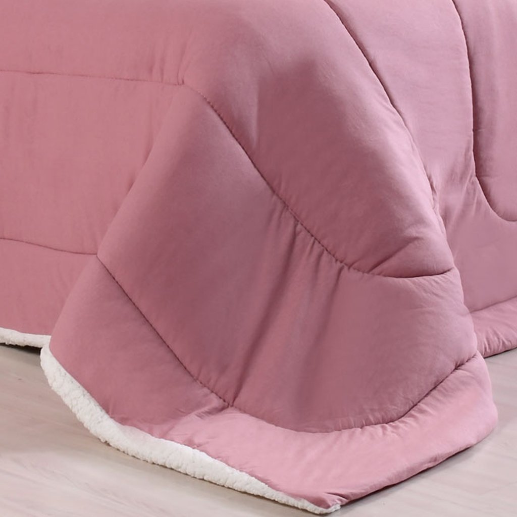 Coberdrom Duetto Queen Malha 100% Algodão Sherpa 220x240cm Rosê Smoke