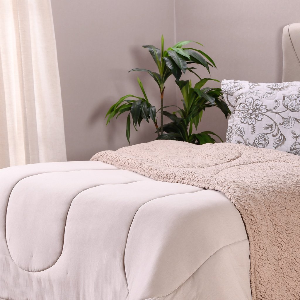 Coberdrom Duetto Tinto King Malha 100% Algodão 230x260cm Argila