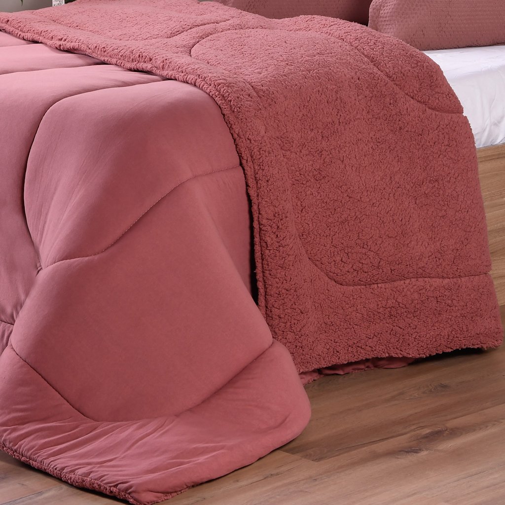 Coberdrom Duetto Tinto Queen Malha 100% Algodão 220x230cm Magnólia