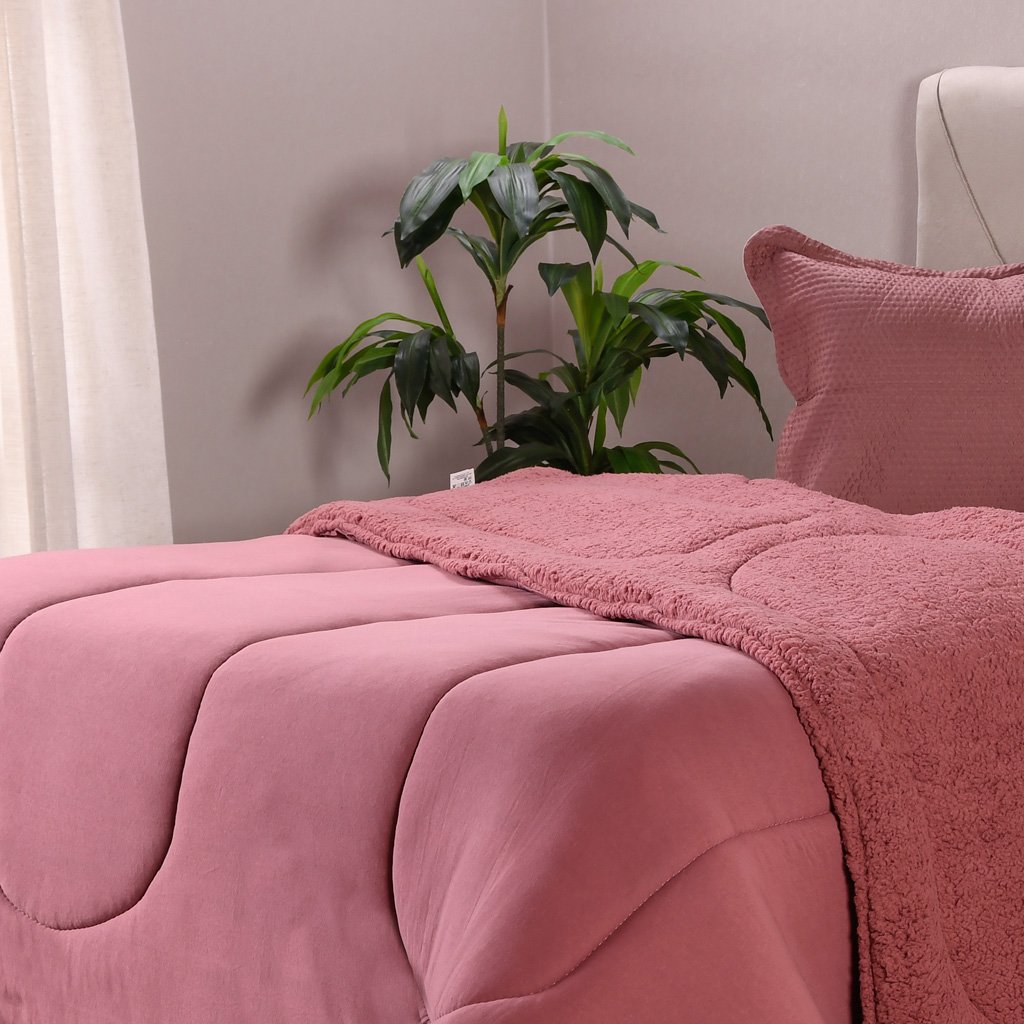 Coberdrom Duetto Tinto Queen Malha 100% Algodão 220x230cm Magnólia
