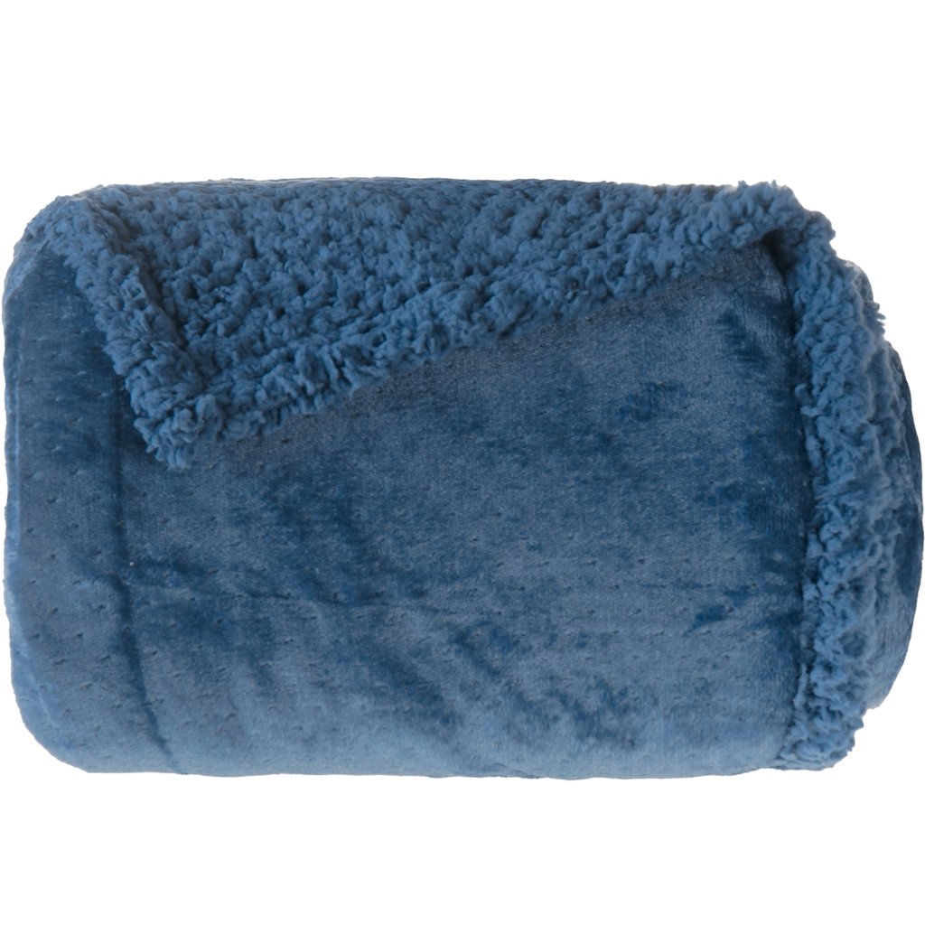 Cobertor Queen Sherpa Toque Pele de Carneiro Dupla Face 220x240cm Azul Oceano
