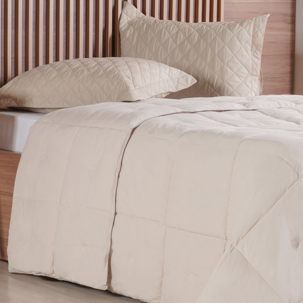 Edredom King Toque de Plumas 260 Fios New 240x260cm Amendoa