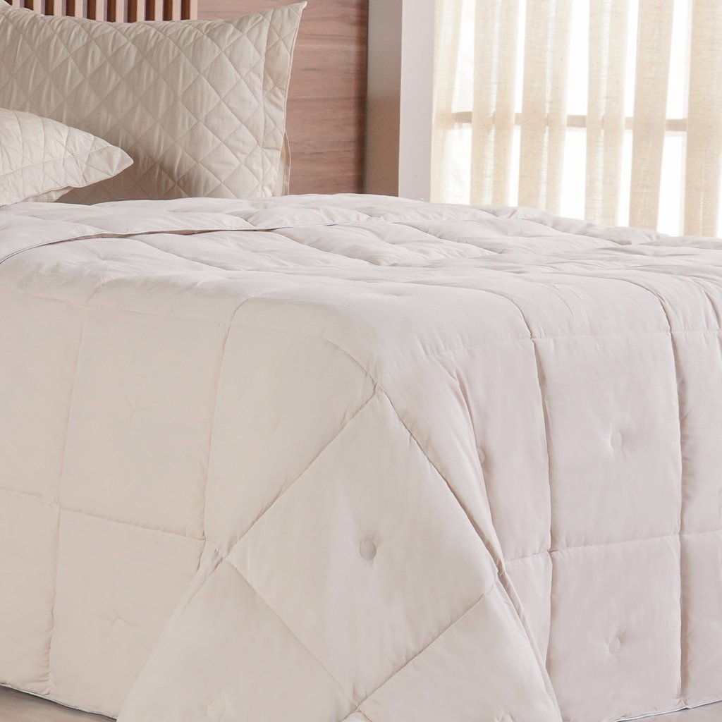 Edredom King Toque de Plumas 260 Fios New 240x260cm Amendoa