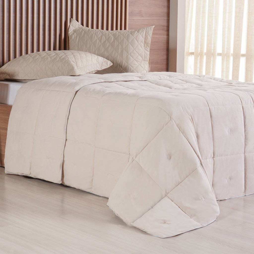 Edredom Queen Toque de Plumas 260 Fios New 220x240cm Amendoa