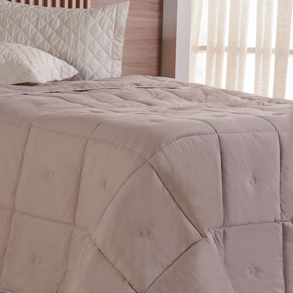 Edredom Queen Toque de Plumas 260 Fios New 220x240cm Cogumelo