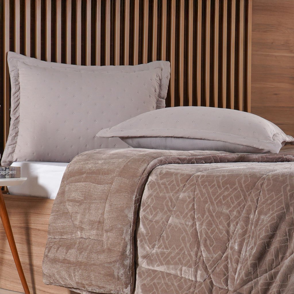 Edredom Solteiro Plush Sense Dupla Face 100% Poliéster 160x220cm Funghi