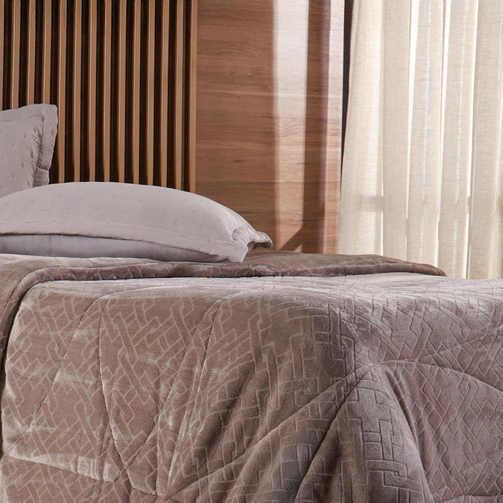 Edredom Solteiro Plush Sense Dupla Face 100% Poliéster 160x220cm Funghi