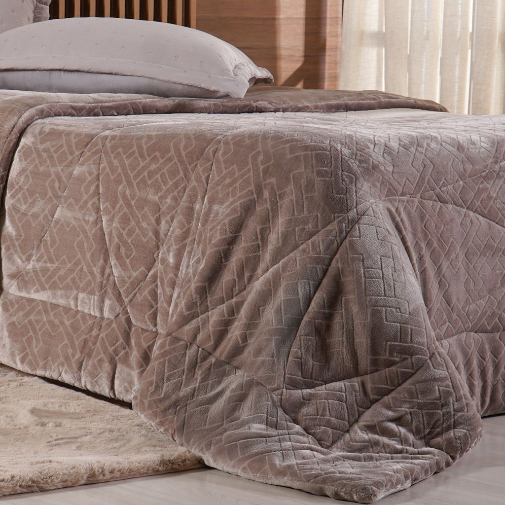 Edredom Solteiro Plush Sense Dupla Face 100% Poliéster 160x220cm Funghi