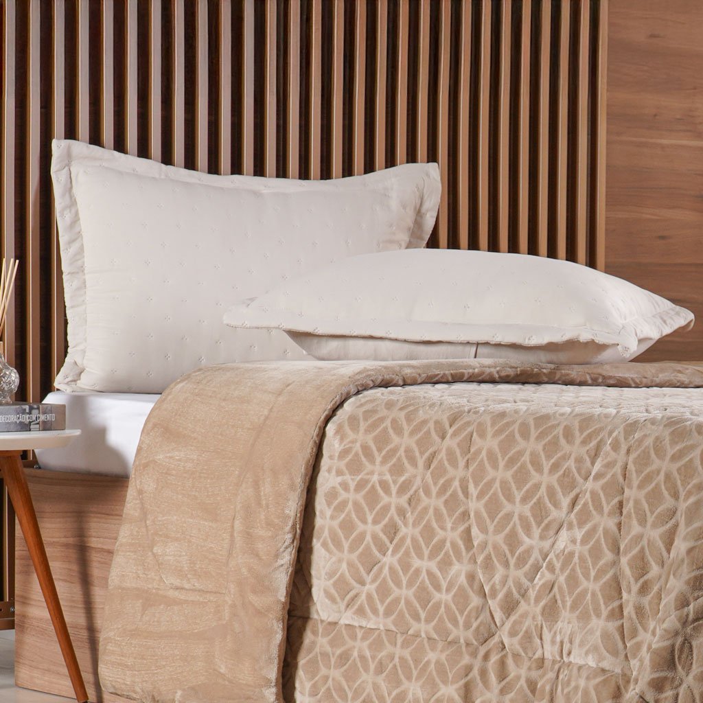 Edredom Solteiro Plush Sense Dupla Face 100% Poliéster 160x220cm Linho