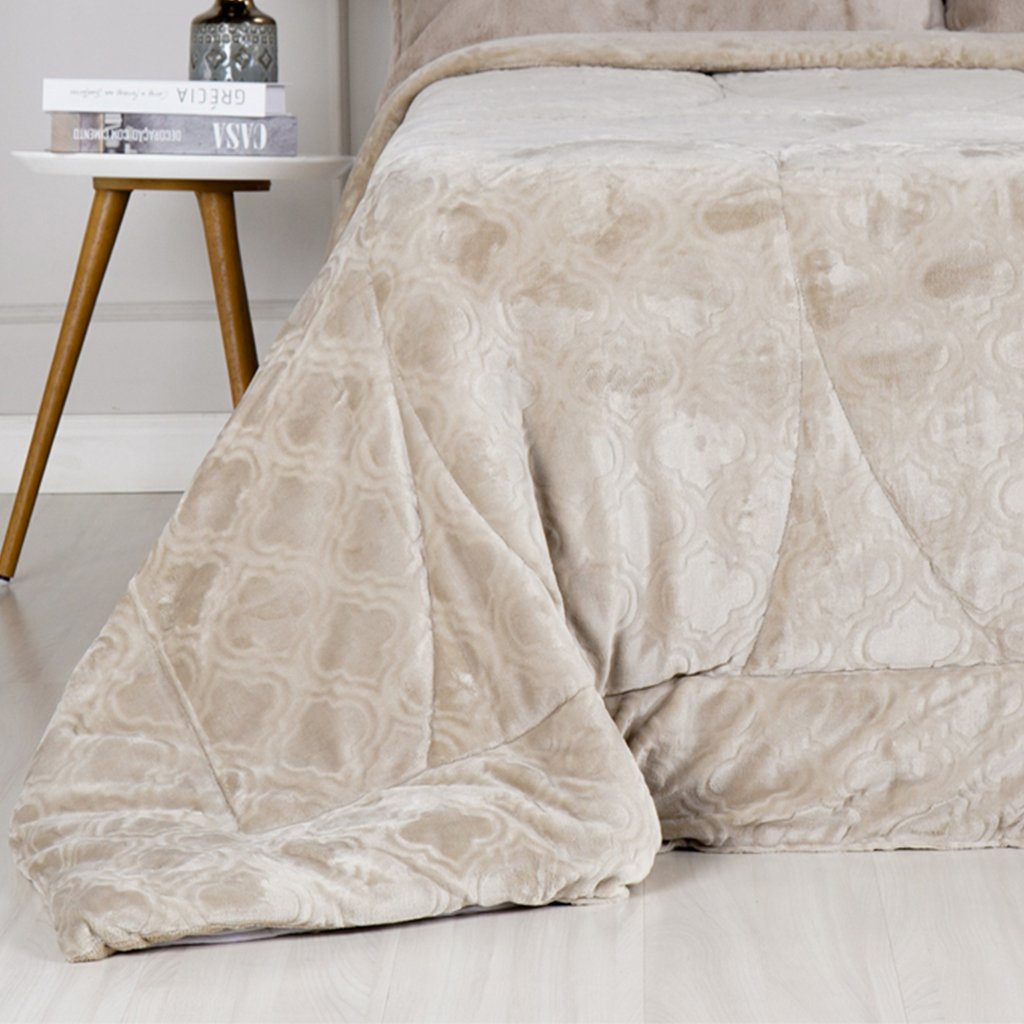 Edredom Solteiro Plush Sense New Dupla Face Toque Flannel 160x220cm Mocha