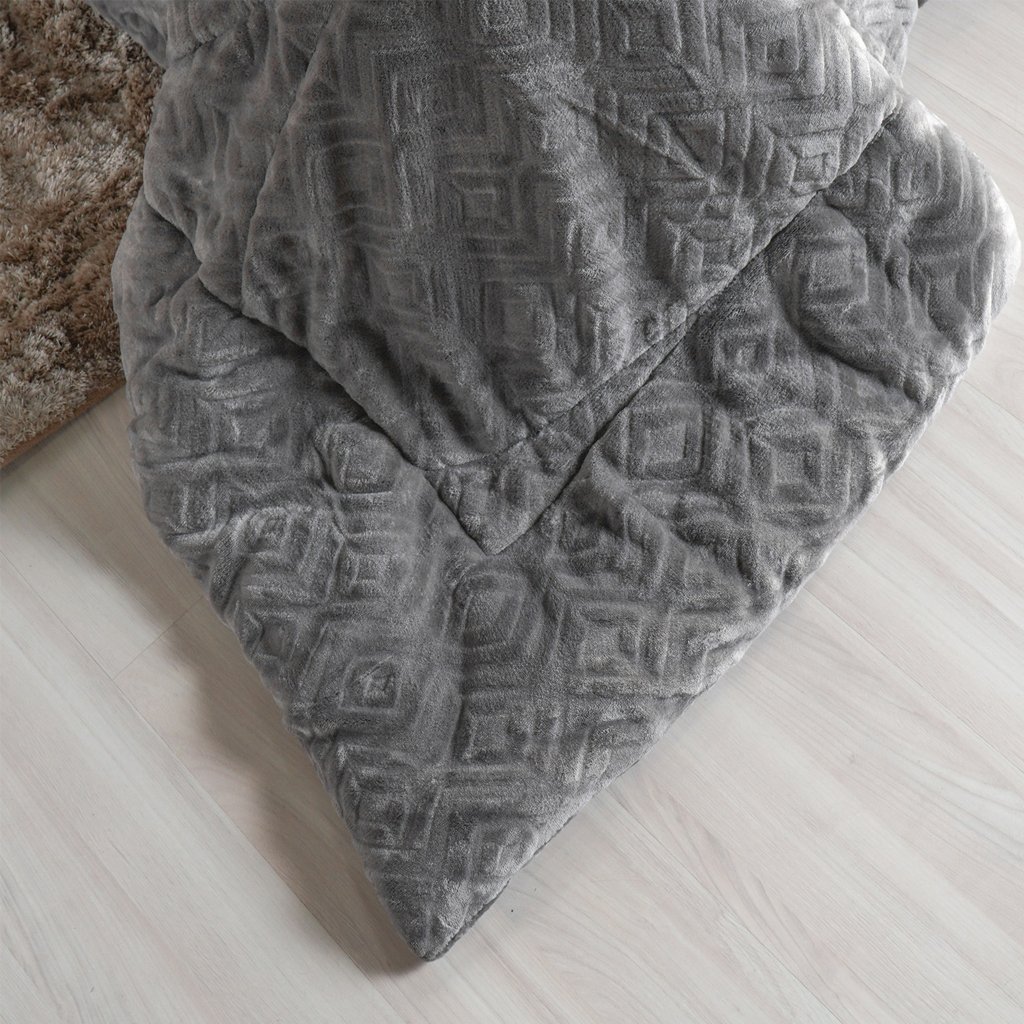 Edredom Solteiro Plush Sense New Dupla Face Toque Flannel 160x220cm Nanquim