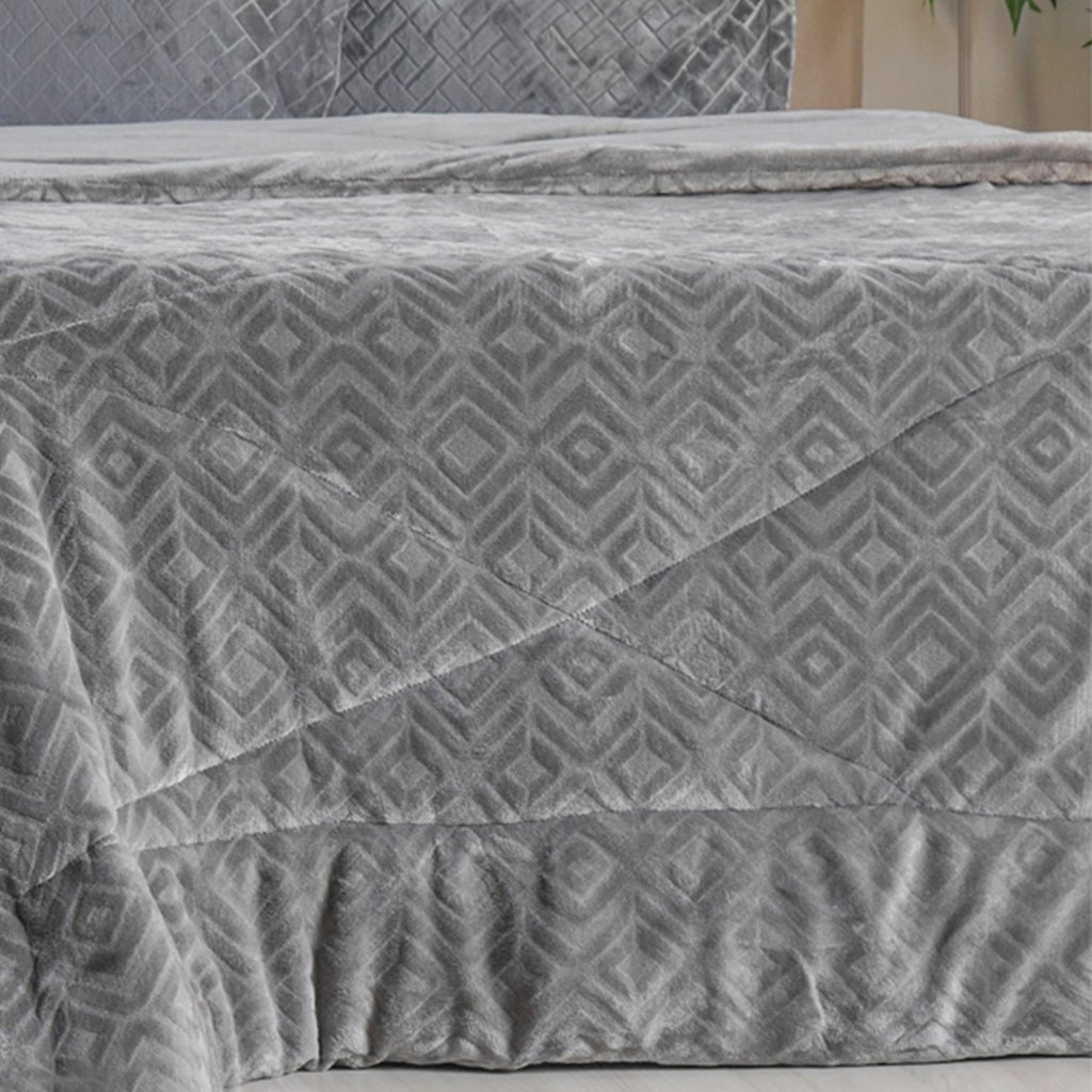 Edredom Solteiro Plush Sense New Dupla Face Toque Flannel 160x220cm Nanquim