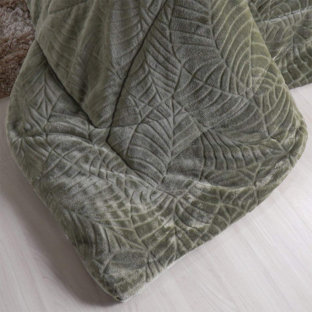 Edredom Solteiro Plush Sense New Dupla Face Toque Flannel 160x220cm Oliva Escuro