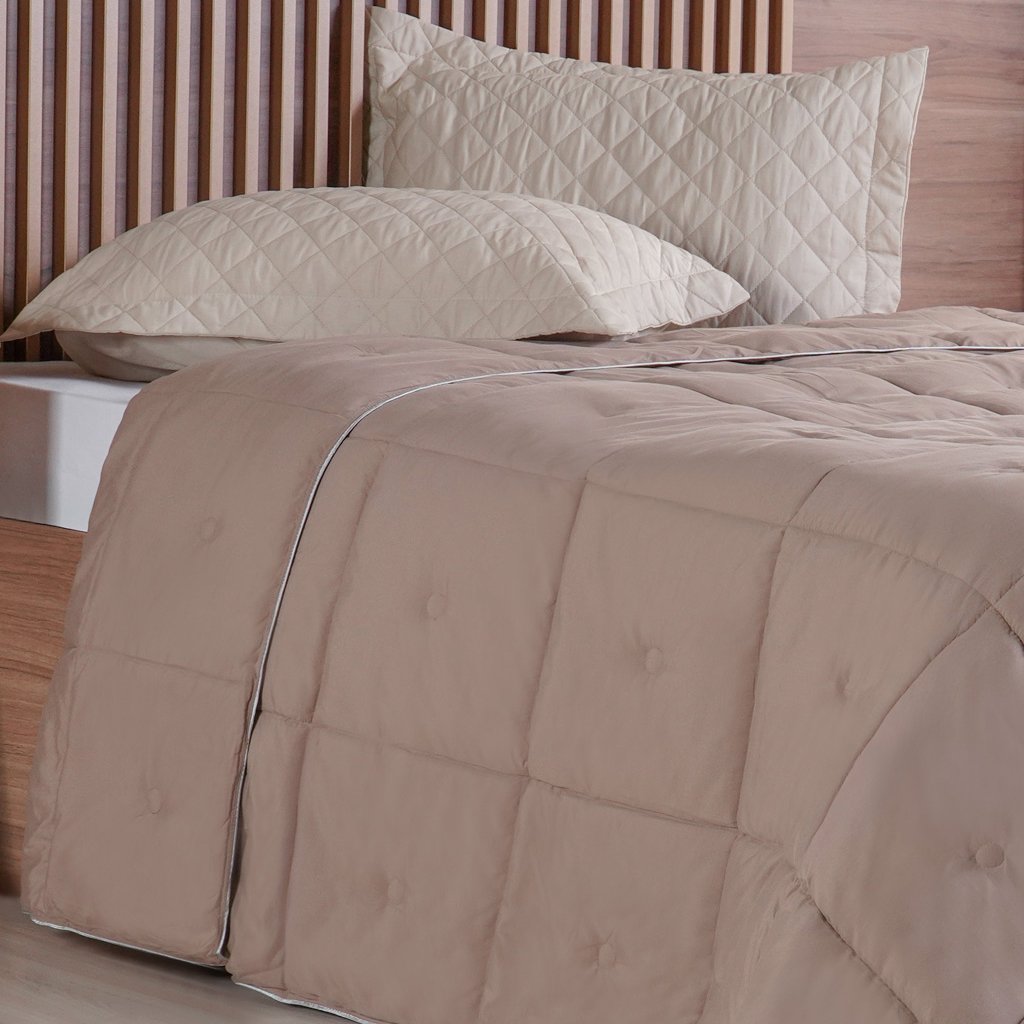 Edredom Super King Toque de Plumas 260 Fios New 260x280cm Cogumelo