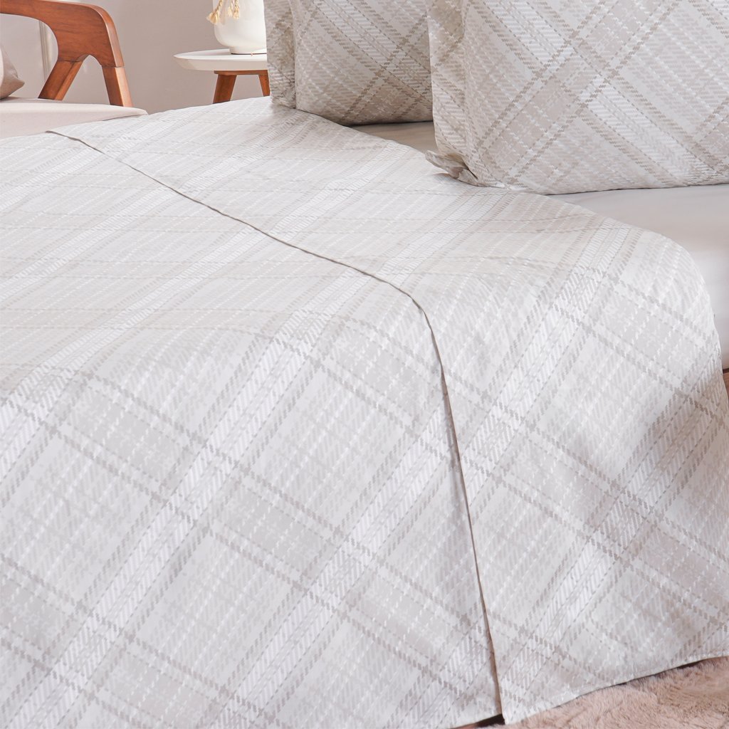 Jogo de Cama King 200 Fios Estampado 4 Pçs 193x203x35 Tartan