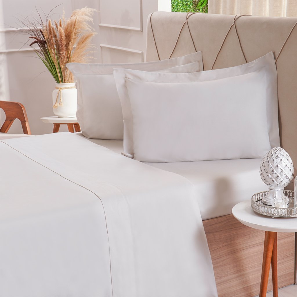 Jogo de Cama King 200 Fios Liso 4 Pçs 193x203x35 Luna