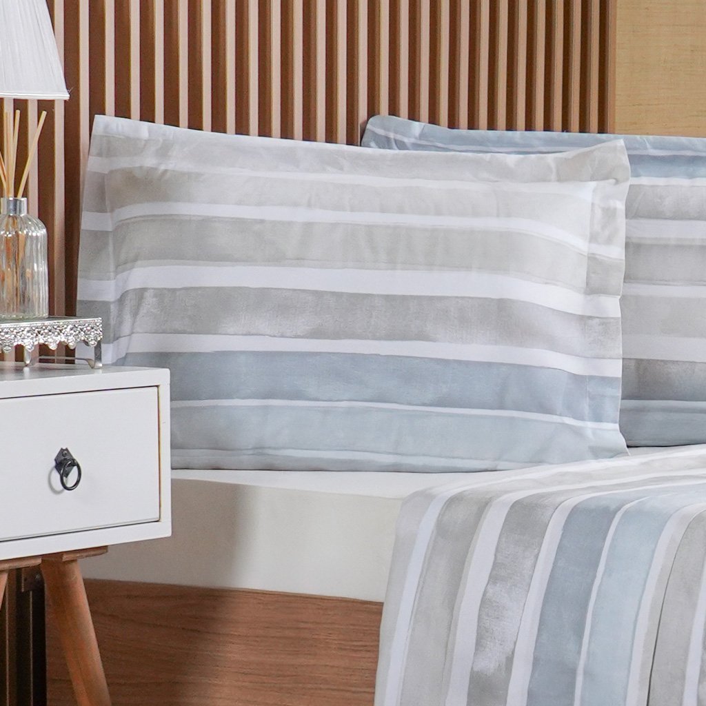 Jogo de Cama King 3 Pçs 200 Fios 100% Algodão 193x203x40cm Ligne