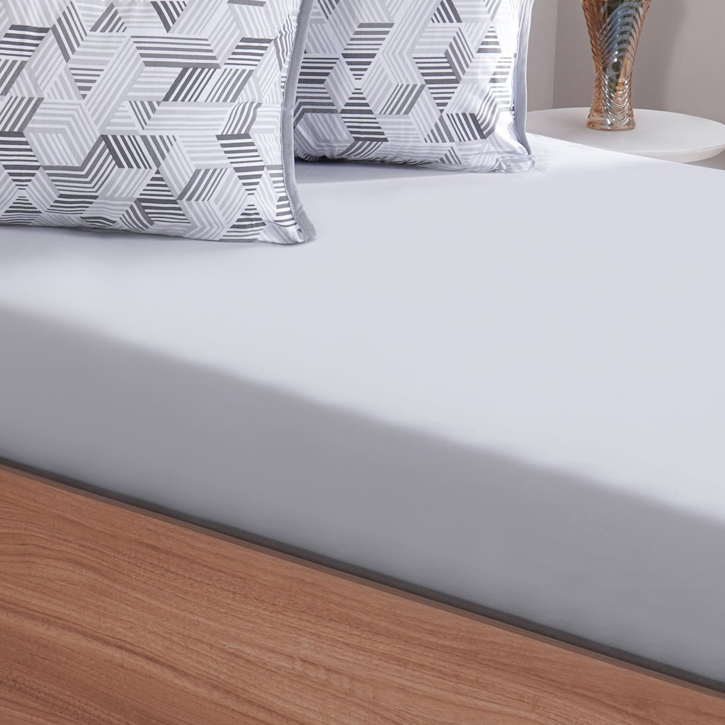 Jogo de Cama King 3 Pçs Malha Premium 145g/m² 100% Algodão 193x203x40cm Geometria