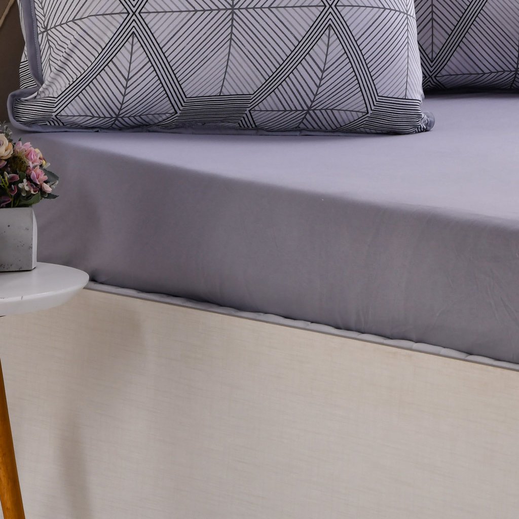 Jogo de Cama King 3 Pçs Malha Premium 145g/m² 100% Algodão 193x203x40cm Illusion