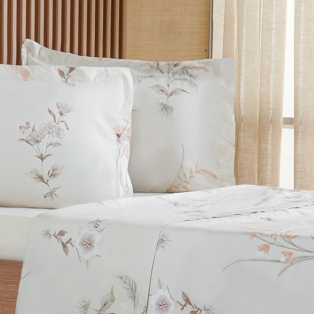 Jogo de Cama Queen 3 Pçs 200 Fios 100% Algodão 160x200x35cm Organique