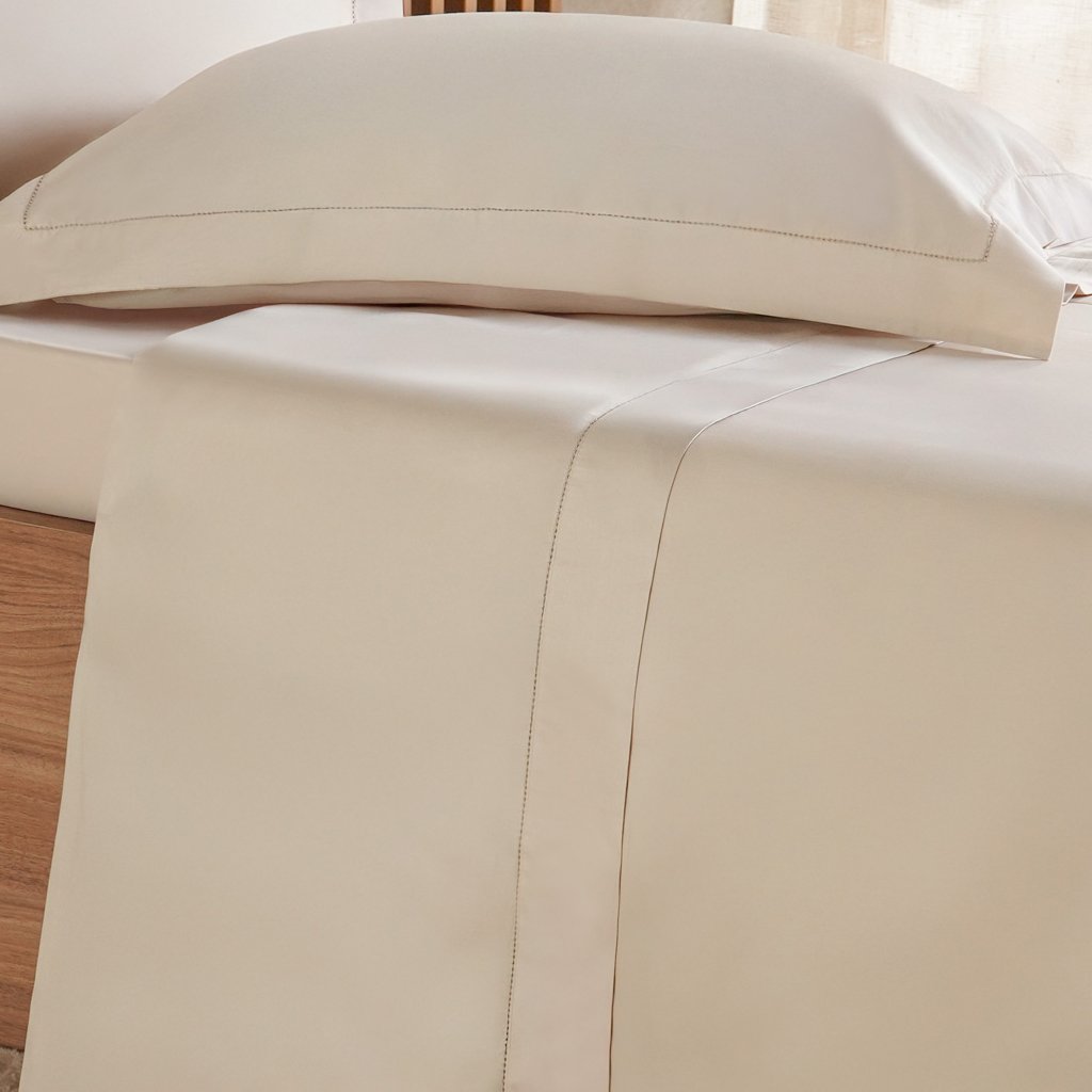 Jogo de Cama Queen 4 Pçs Ricamo 300 Fios 100% Algodão 160x200x40cm Biscuit