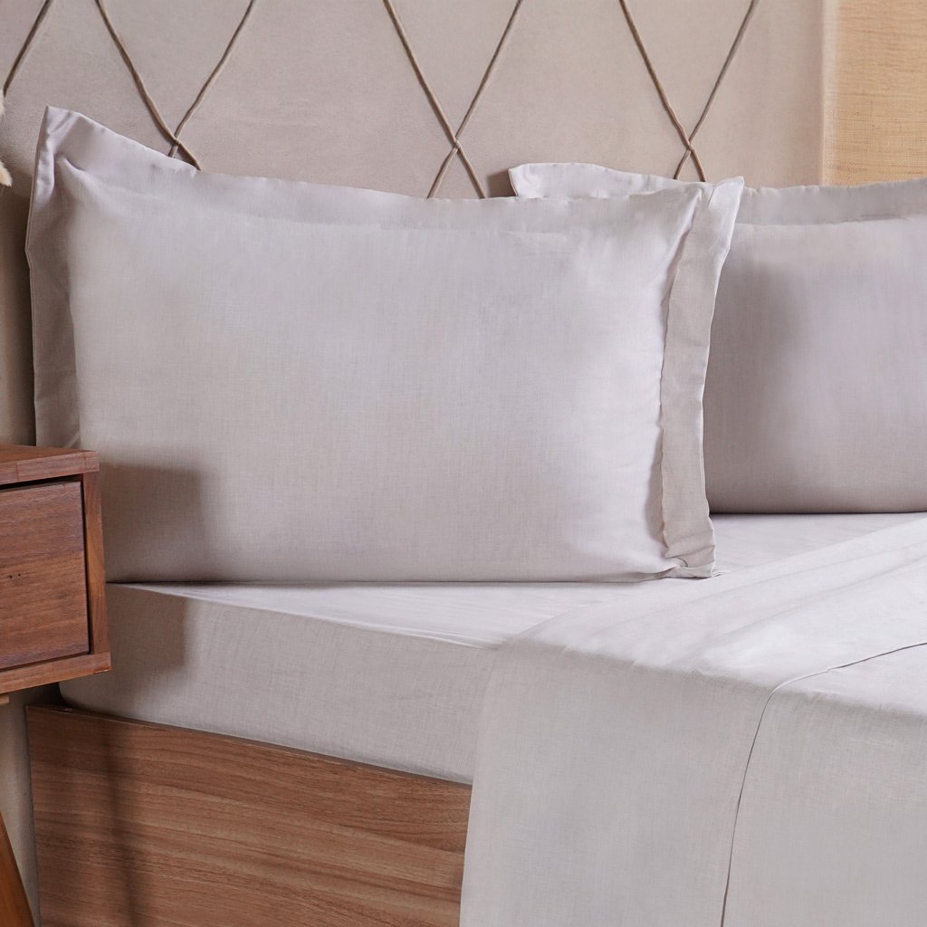 Jogo de Cama Queen 4 Pçs lIne Stile 100% Poliéster 158x198x35cm Biscuit