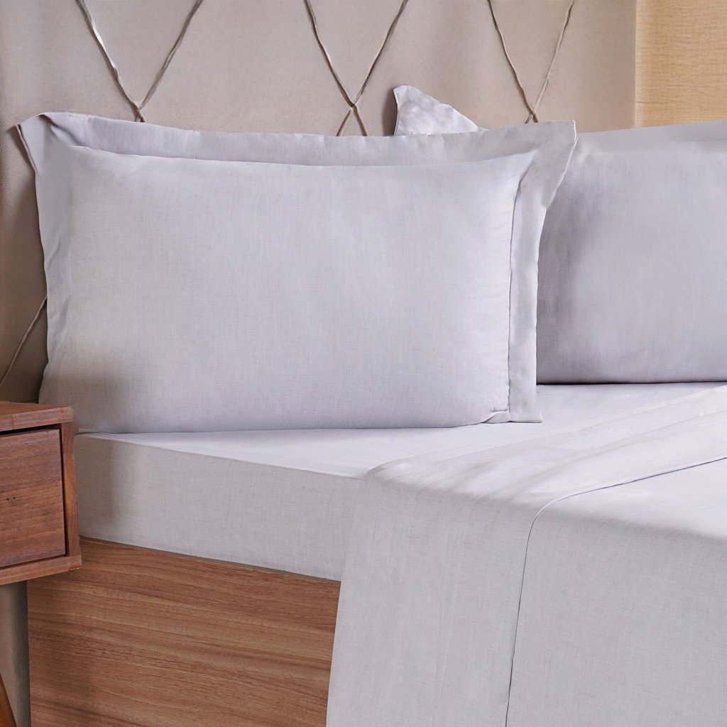 Jogo de Cama Queen 4 Pçs lIne Stile 100% Poliéster 158x198x35cm Cinza Fog