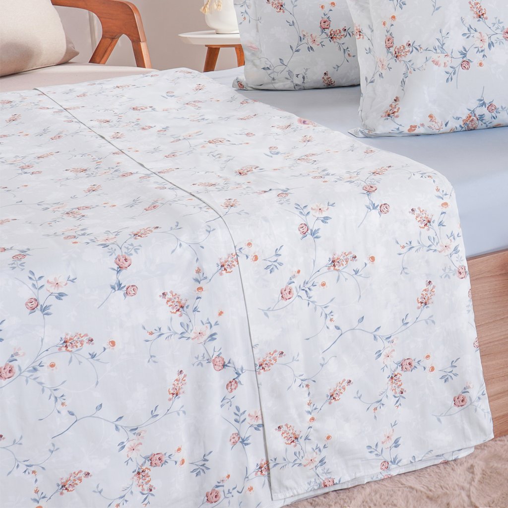 Jogo de Cama Solteiro 200 Fios Estampado 3 Pçs 90x190x35 Floralis