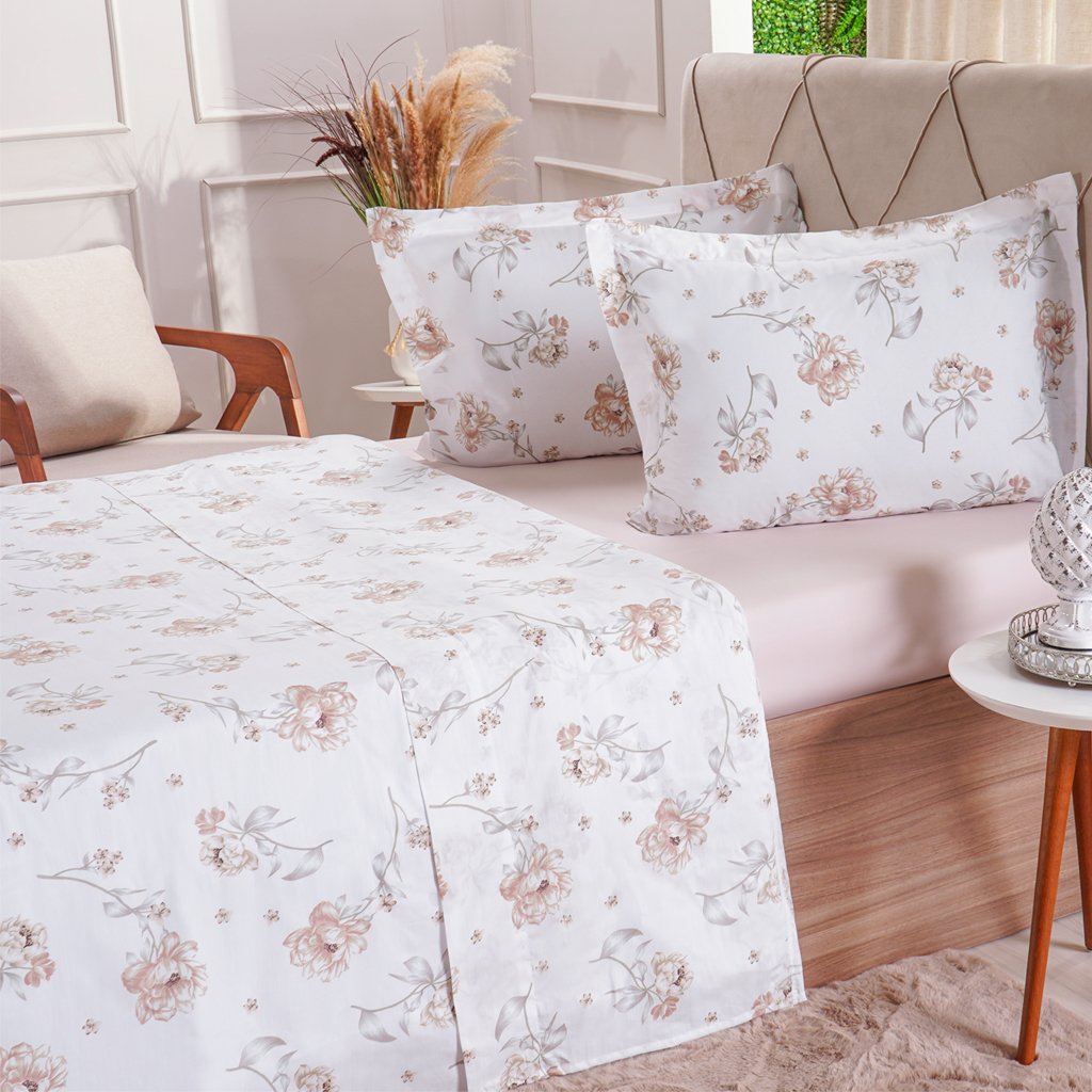 Jogo de Cama Solteiro 200 Fios Estampado 3 Pçs 90x190x35 Lyrical