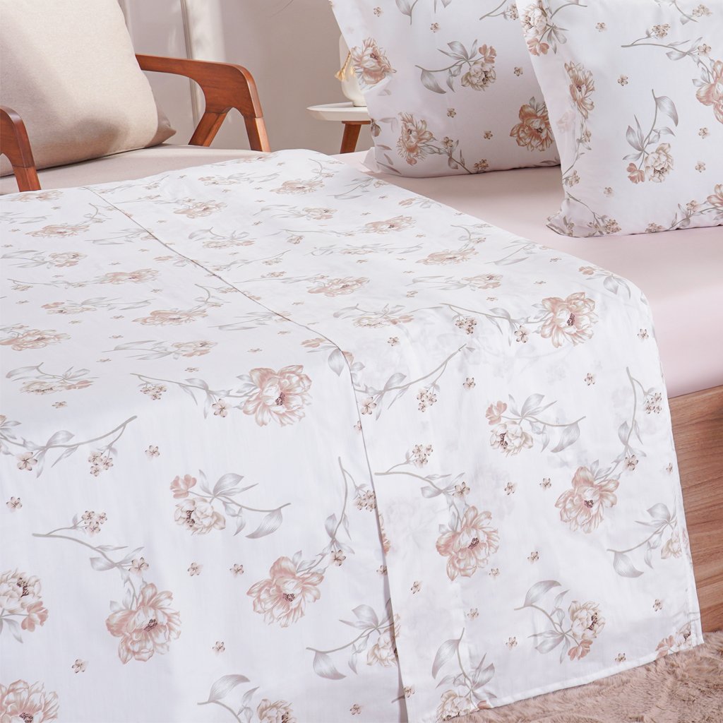 Jogo de Cama Solteiro 200 Fios Estampado 3 Pçs 90x190x35 Lyrical