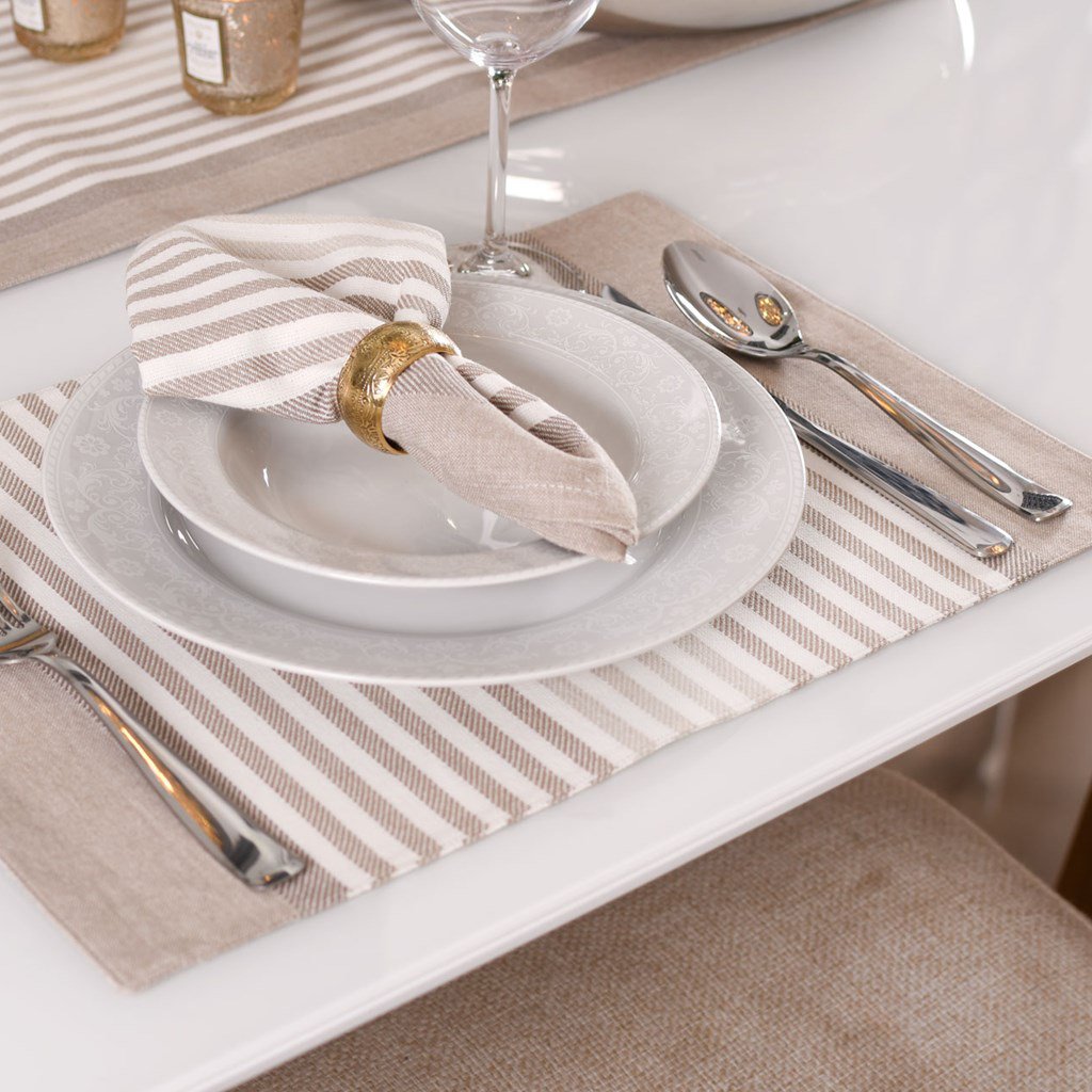 Jogo de Guardanapos 2 Peças Fio Tinto 40x40cm Stripes Taupe