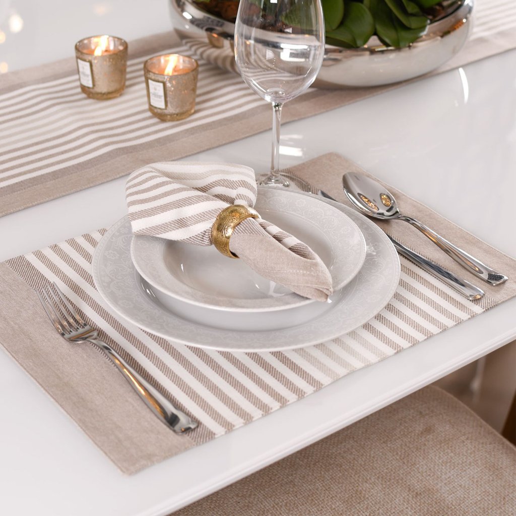 Jogo de Guardanapos 2 Peças Fio Tinto 40x40cm Stripes Taupe