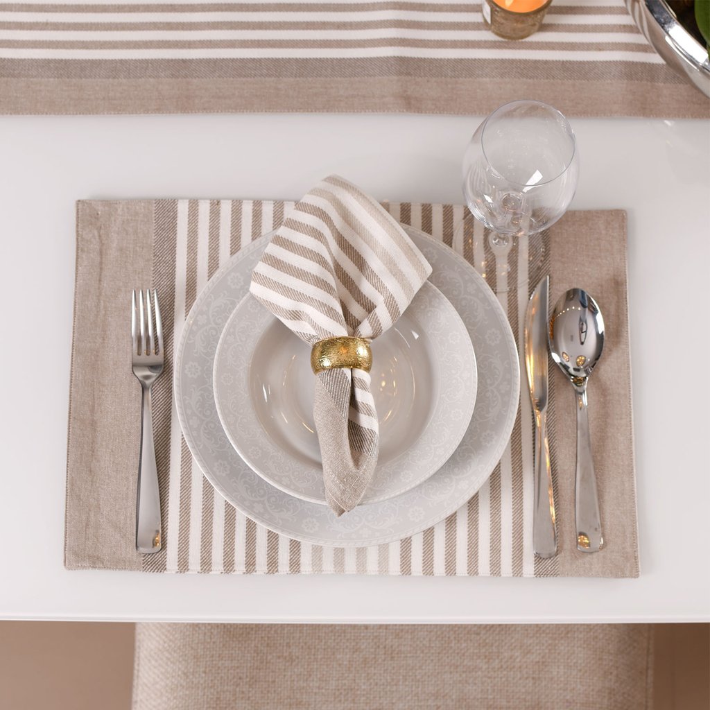 Jogo de Guardanapos 2 Peças Fio Tinto 40x40cm Stripes Taupe
