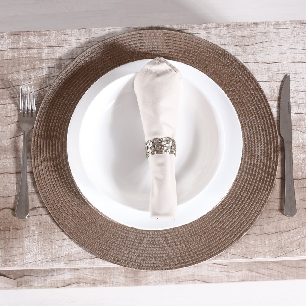 Kit 6 Americano Requinte Liso para Mesa Redondo 38cm Taupe