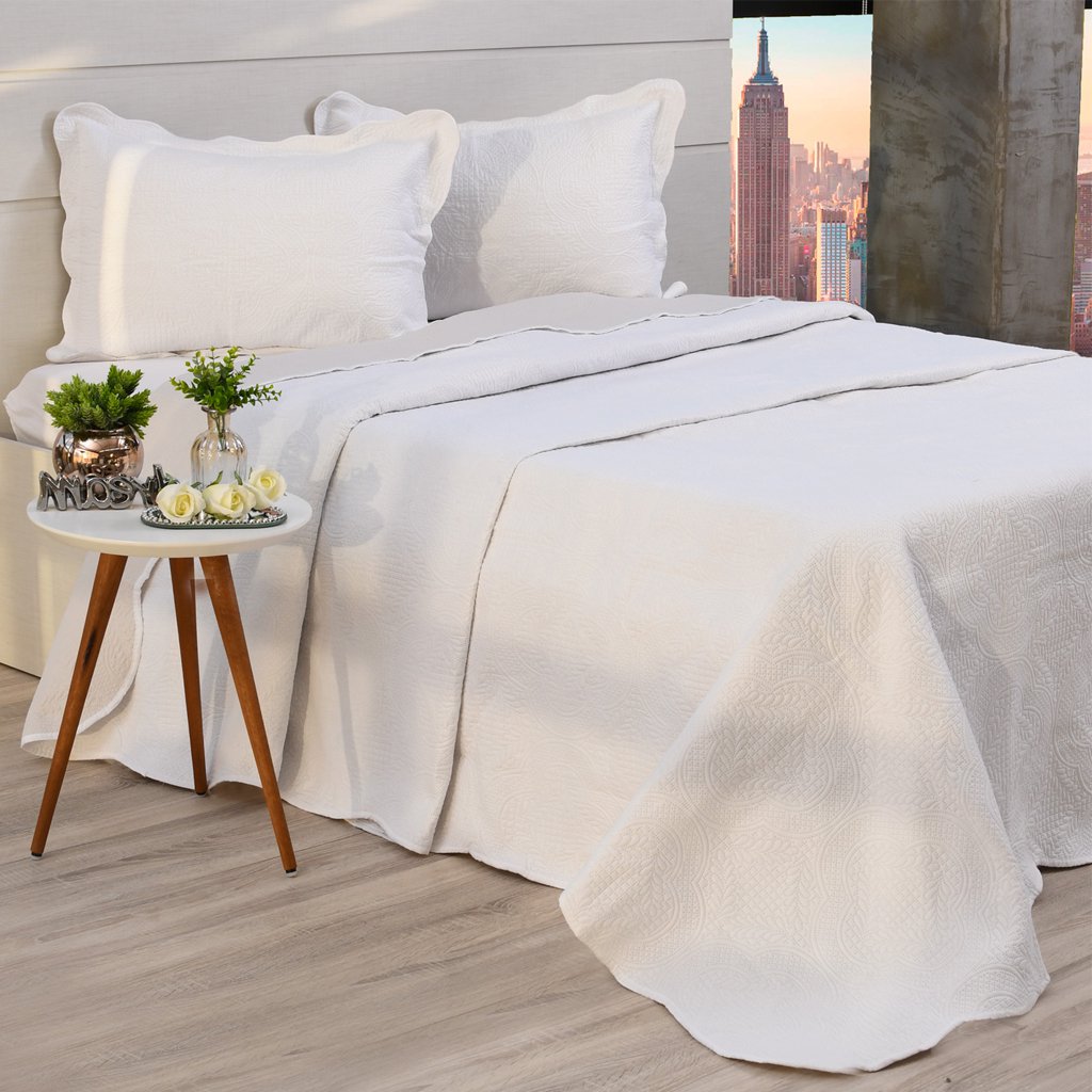 Kit Cobre Leito Casal Lottus Tecido Aveludado Matelassê Ultrassônico