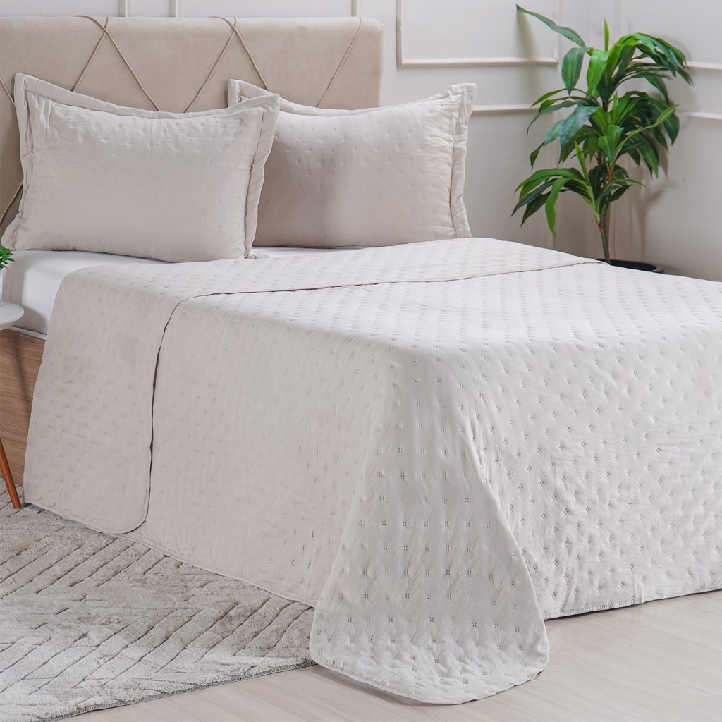 Kit Cobre Leito Casal Miraggio Ultra Soft com Porta Travesseiro Toque de Areia