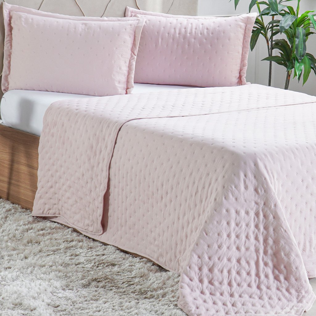 Kit Cobre Leito Queen Miraggio Ultra Soft 240x260cm Wild Rosê