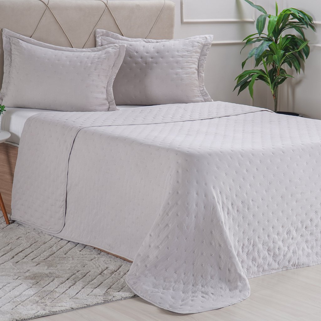 Kit Cobre Leito Queen Miraggio Ultra Soft com Porta Travesseiro Cinza Elefante