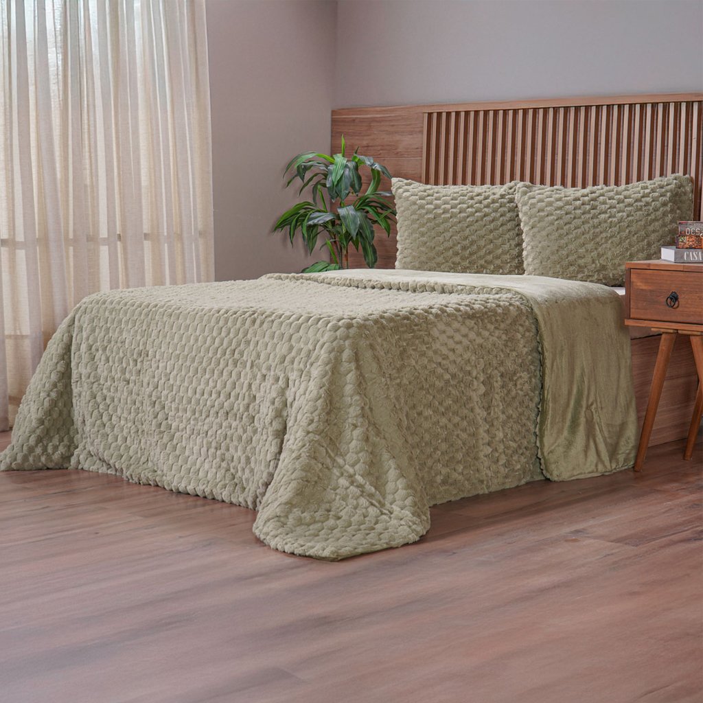 Kit Colcha Casal Luxor Jacquard 100% Poliéster 210x230cm Folha Seca