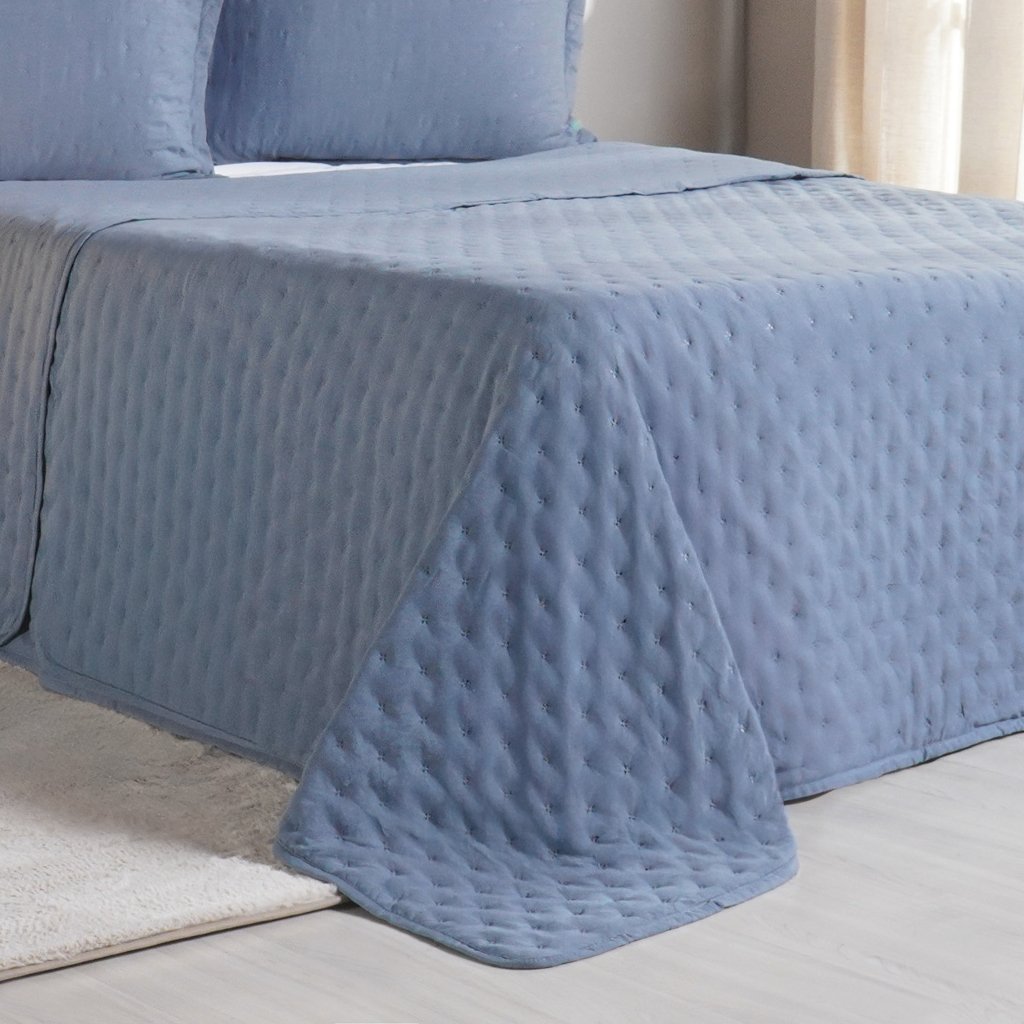 Kit Colcha Casal Miraggio New Soft 100% Poliéster 220x240cm Azul Cobalt