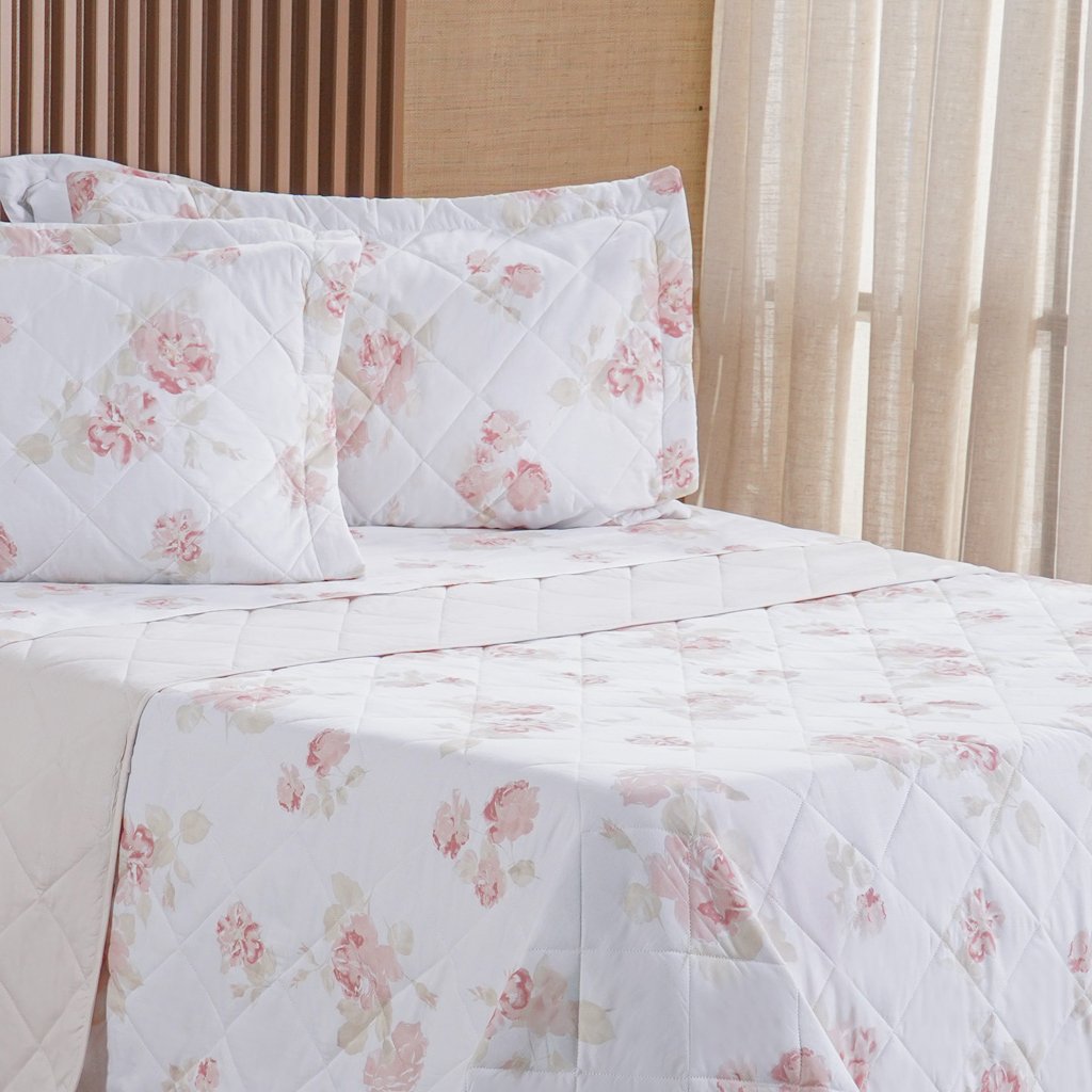 Kit Colcha King 200 Fios Estampada New 100% Algodão 260x280cm Classique