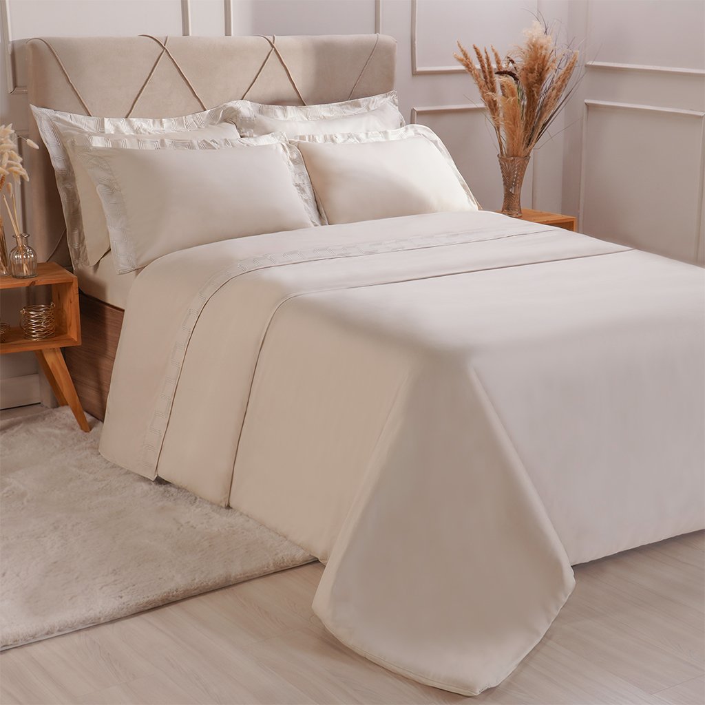 Kit Colcha King 300 Fios Classic 260x280cm Latte