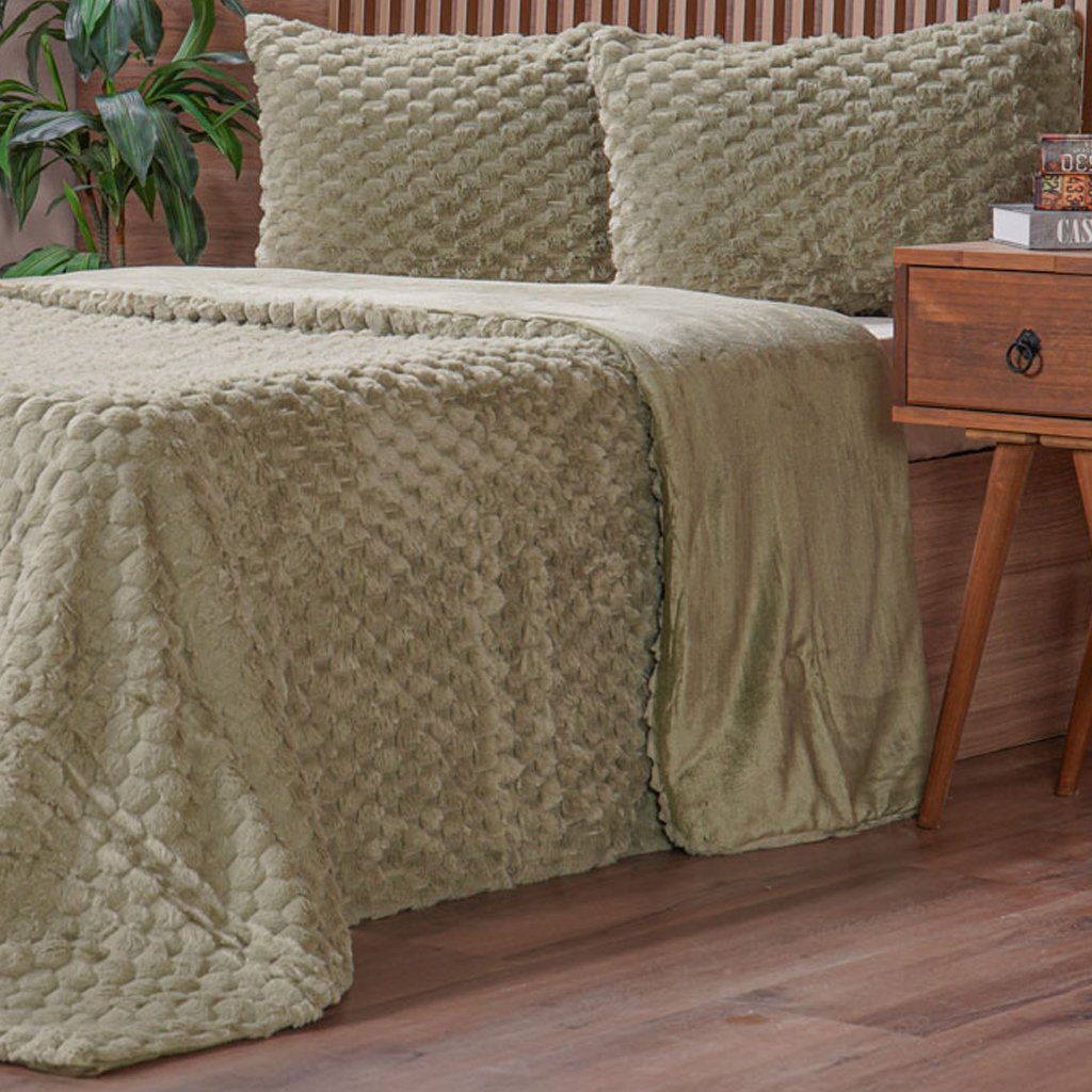 Kit Colcha King Luxor Jacquard 100% Poliéster 250x270cm Folha Seca